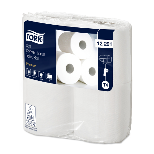 Tork Premium Papier toilette traditionnel Doux Rouleau (T4 EU ECO) photo du produit Front View L