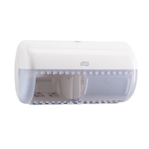 Tork Distributeur de papier toilette traditionnel Blanc Rouleau (T4) photo du produit Front View L