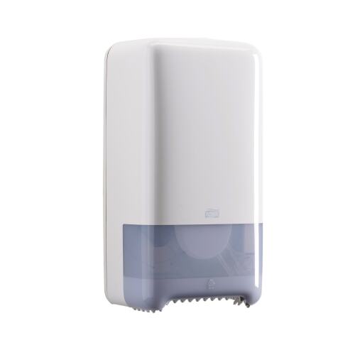 Tork Distributeur de papier toilette Twin Mid-size Rouleau Auto Shift Blanc (T6) photo du produit Front View L