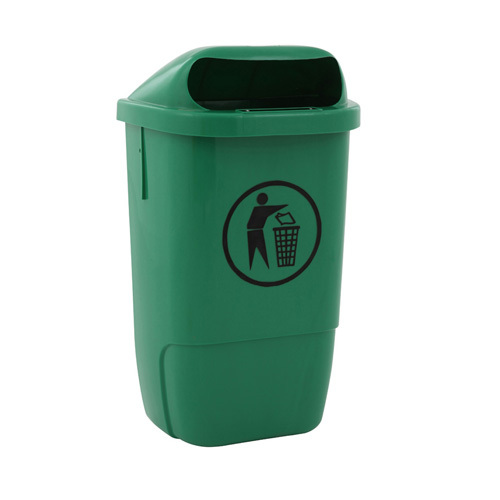 Bac à déchets pour l'extérieur, matière synthétique 50 l, vert photo du produit Front View L