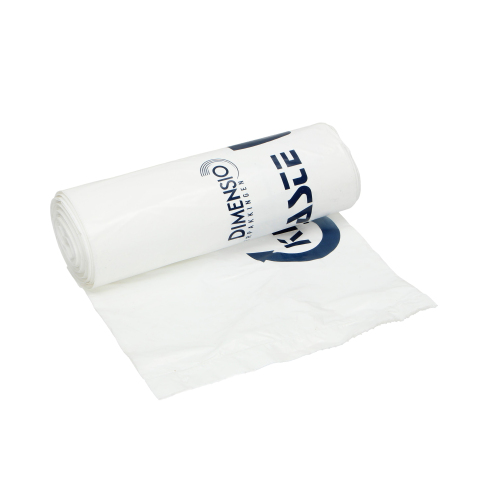 Sac en plastique HDPE 70 x 110 cm + 14 cm, blanc, Knowaste, 120 l photo du produit Front View L