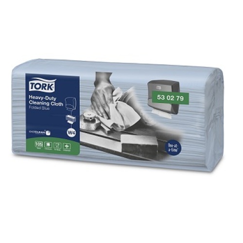Tork Heavy-Duty Cleaning Cloth Blue folded (W4) photo du produit Front View L