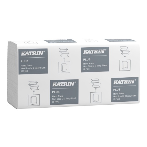 Katrin Plus Essuie-Mains Non-Stop EasyFlush 2plis, blanc photo du produit Front View L