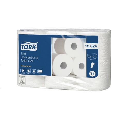 Tork Premium Papier toilette traditionnel Doux Rouleau 2-plis (T4) photo du produit Front View L