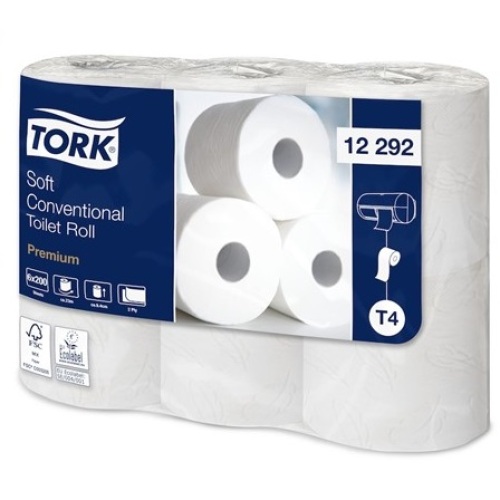 Tork Premium Papier toilette traditionnel Doux Rouleau 2-plis (T4) photo du produit Front View L