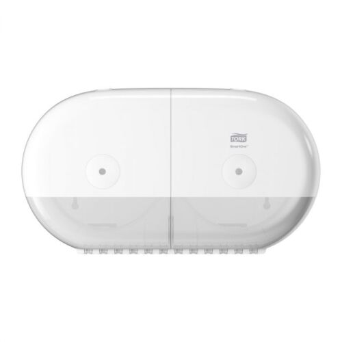 Tork SmartOne® Distributeur Mini Double pour Papier Toilette Rouleau, Blanc (T9) photo du produit Front View L