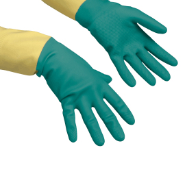 Gant à usage unique Heavyweight, latex/neoprene, poudré, taille M, vert/jaune photo du produit
