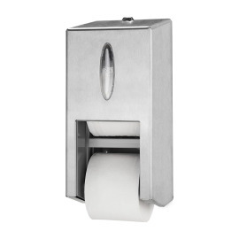 Tork Distributeur de papier toilette Twin sans rouleau intérieur, Mid-size, inox (T7) photo du produit