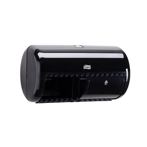Tork traditioneel toiletroldispenser 2 rollen - zwart (T4) product foto Front View L