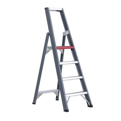 Aluminium stepladder 4 treden, NEN 2484 product foto Front View L