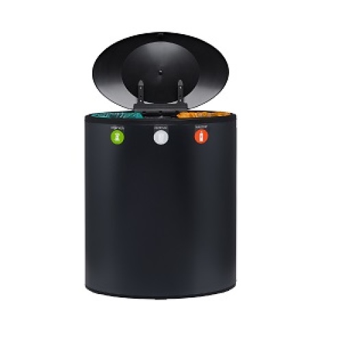 Binc duurzame afvalbak gesloten deksel, 60 l, zwart product foto Image3 L